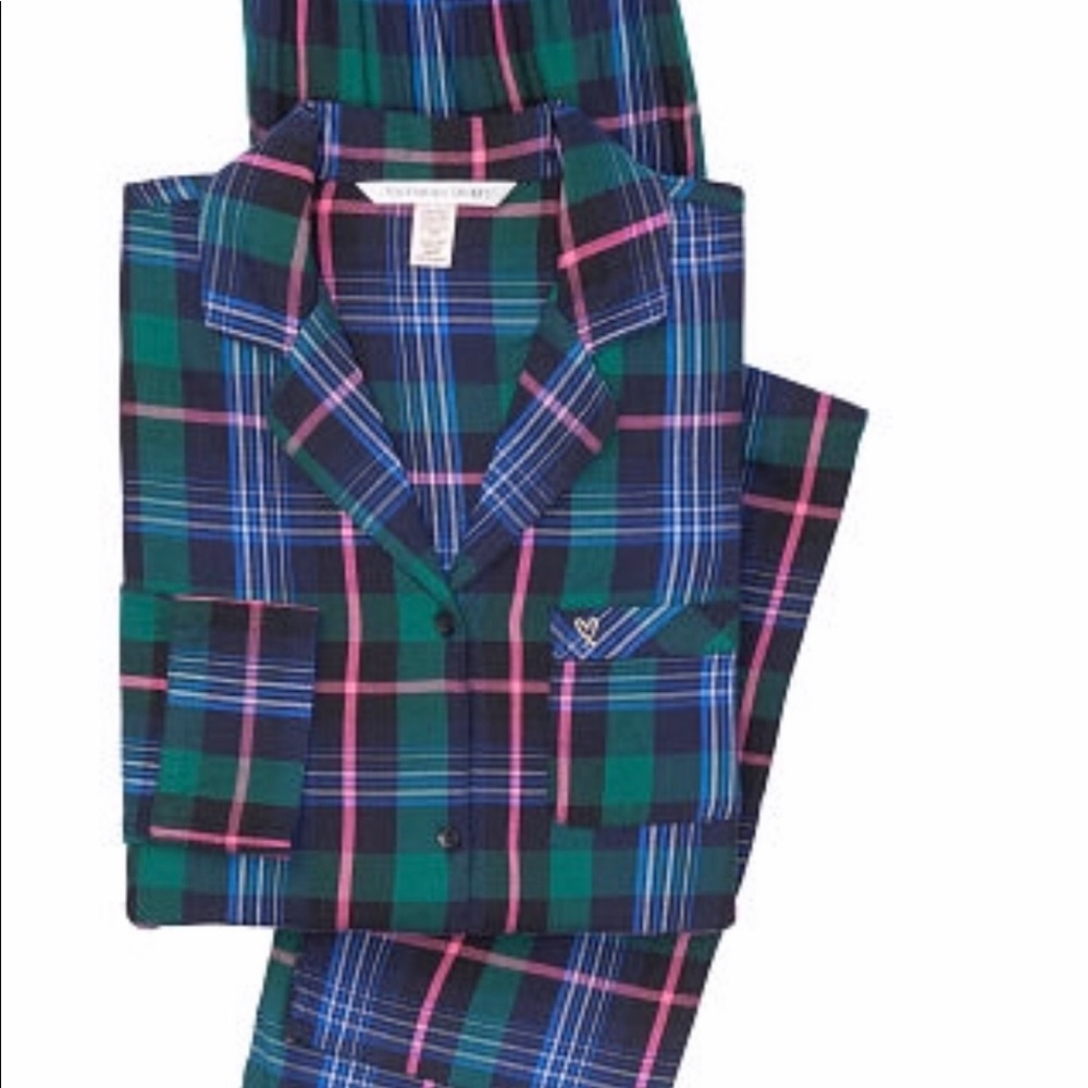 Vs the flannel button down pj set sz xs blue plaid